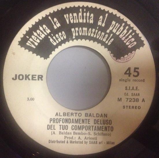 7inch Record ALBERTO BALDAN / BILL HALEY & THE C - Profondamente Deluso Del Tuo Compor M7238 JOKER 1978 Italy Soul/Funk Used