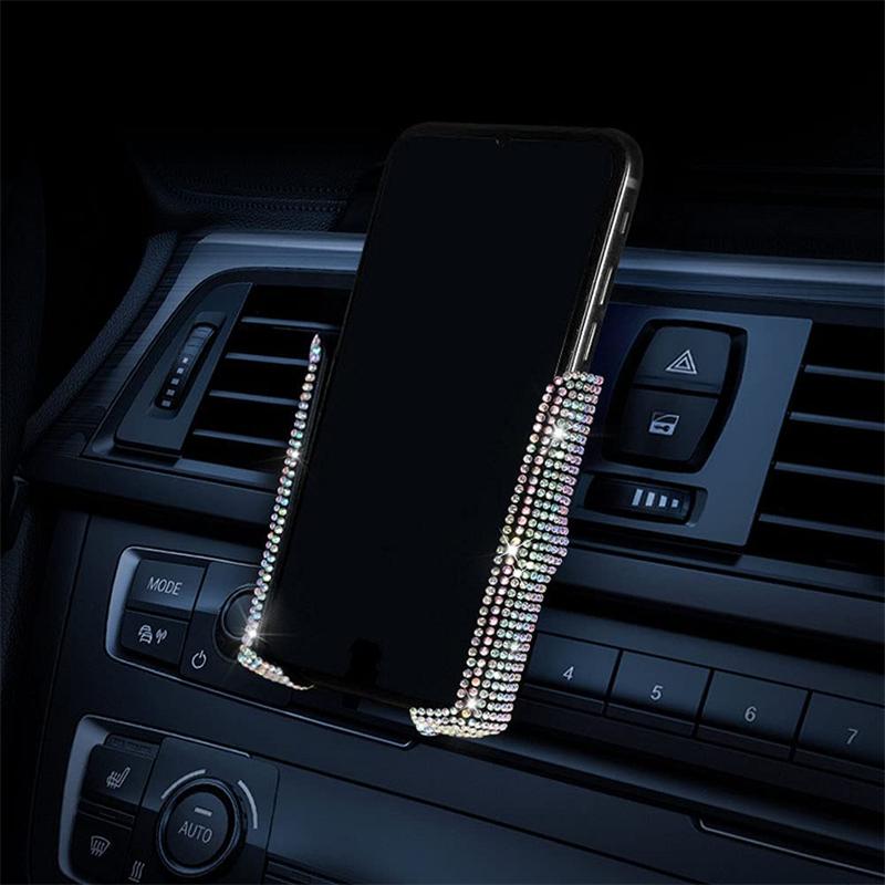 Car Phone Holder Women Diamond Crystal Car Air Vent Mount Clip Mobile Phone Holder Stand In Car Bracket Interior Accessories