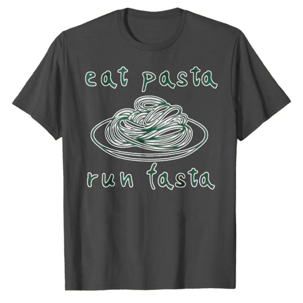Lustiges italienisches Foodie Grafik Baumwoll-T-Shirt Spaghetti Laufwitz Shirt für Unisex Damen Grafik-T-Shirts Unisex Kleidung Harajuku Oberteile