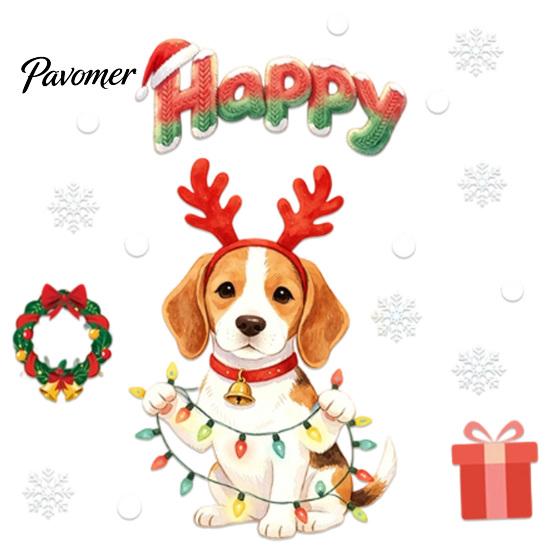 Creative Gift for Dog Lovers Cute Christmas Static Window Stickers, Waterproof PVC Holiday Decals Home Festive Glass Decorations Store Glass,
