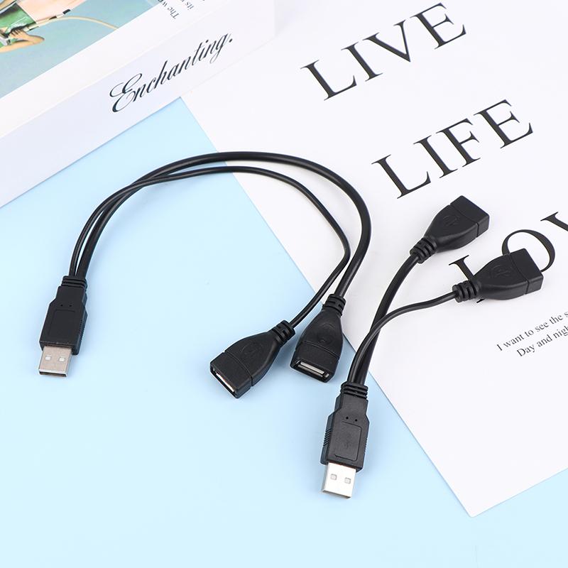 1Pc 15/30cm Male Plug To 2 Female Socket USB 2.0 Extension Line Data Cable Power Adapter Converter Splitter USB 2.0 Cable