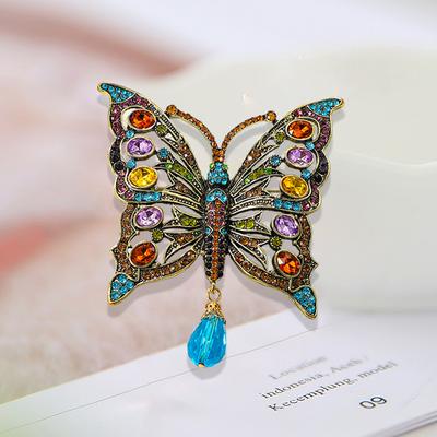 Weibliche Vintage-Mode Tier Schmetterling Brosche Kristallanhänger Diamant Insekt Sinn Brosche
