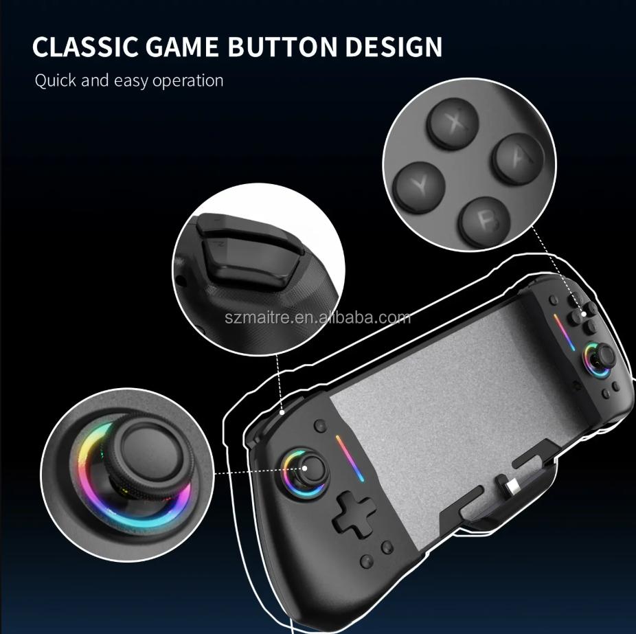YS45 Game Gamepad Six Axis Joystick Touch Button Switch Wireless BT RGB Color Light Retro Video Handheld Games Controller