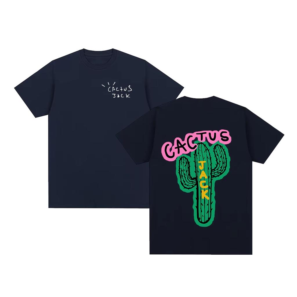 Pink Logo Cactus Street Trendy Brand Tshirt Cotton Graphic Tee Unisex Unisex Summer Streetwear