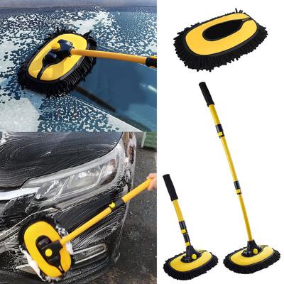Car Wash Mop Telescopic Car Cleaning Brush Long Handle Rotatable Car Cleaning Mop Water Absorption Wash Brush Car Accessories