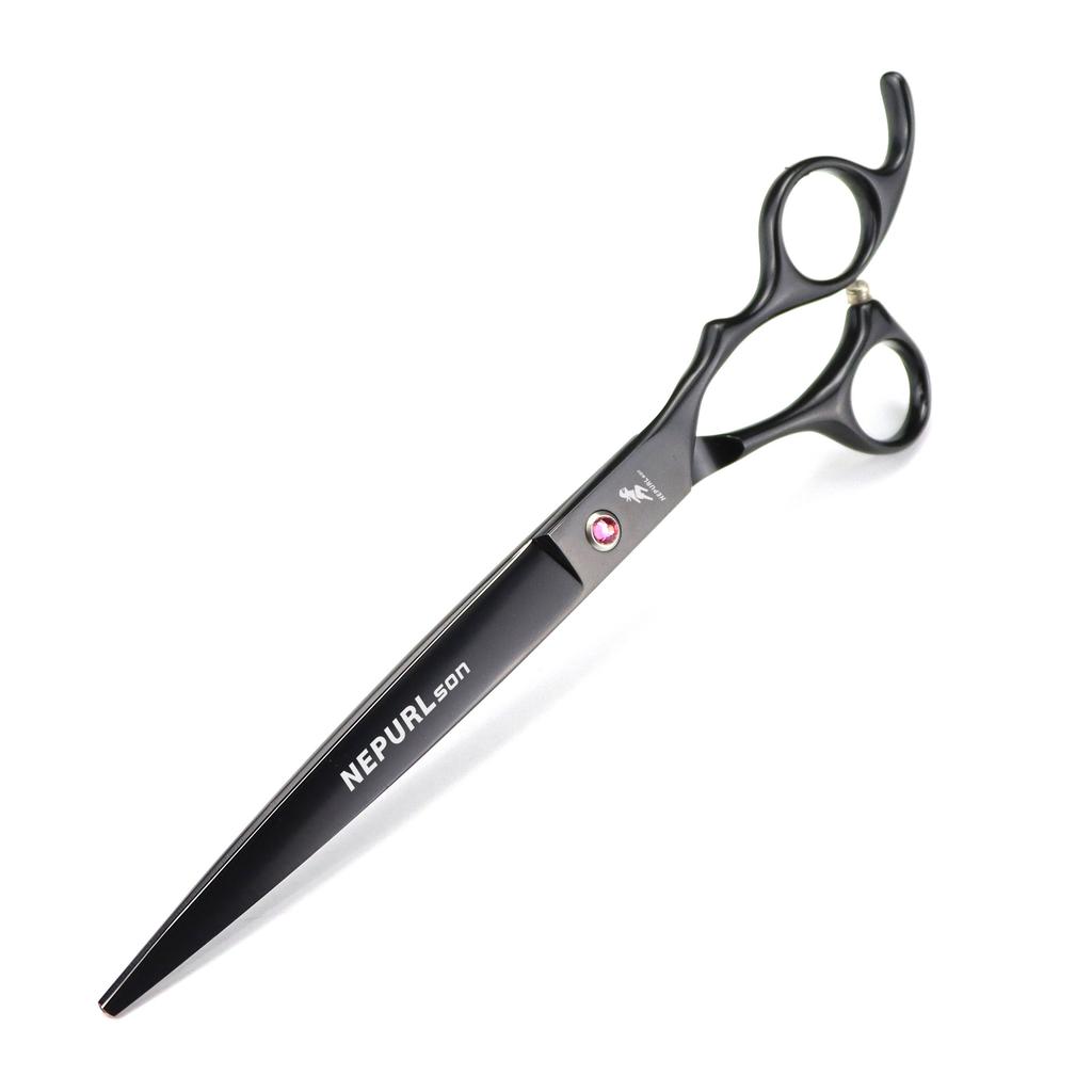 8.0 Black Pet Beauty Scissors Set, Flat Scissors, Curved Scissors, Tooth Scissors, Thin Scissors, Multi-Color 2 Teeth, 4 Fixed Logos.