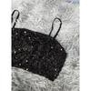 Foreign Trade Pure Desire Sexy Shiny Sequins Cami Inner wear 2024 Summer French style Sweet and Spicy Short Slimming Top