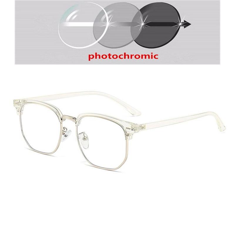 Half Frame Student Polygon Prescription Glasses For The Nearsighted Women Men Clear Lens Short-Sight Eyewear 0 -0.5 -1.0 To -6.0