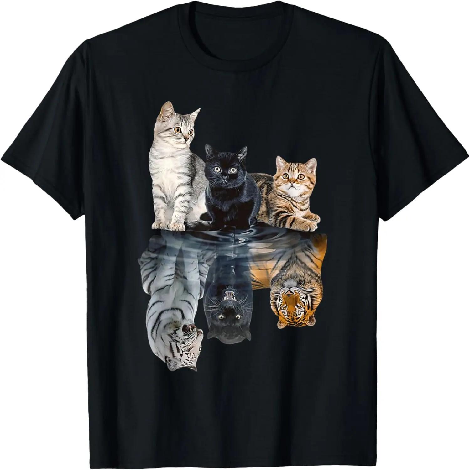 

Cats Reflection Mirror Lion Cheetah Tiger Funny Cat Lover T-Shirt XXXXXL чорний