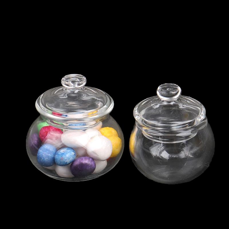 1:12 Mini Glass Jar Candy Bottle Storage Tank Tiny Vial Wishing Bottle Dollhouse Kitchen Home Decor Toy