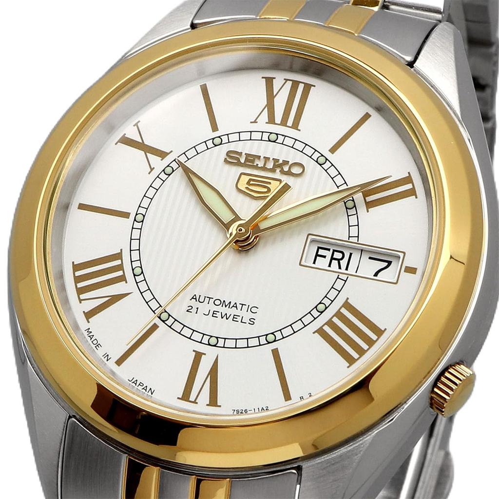 Seiko FIVE Automatic Watch Model SNKL36J1 Made In Japan Silver Gold Overseas Model Men's Design