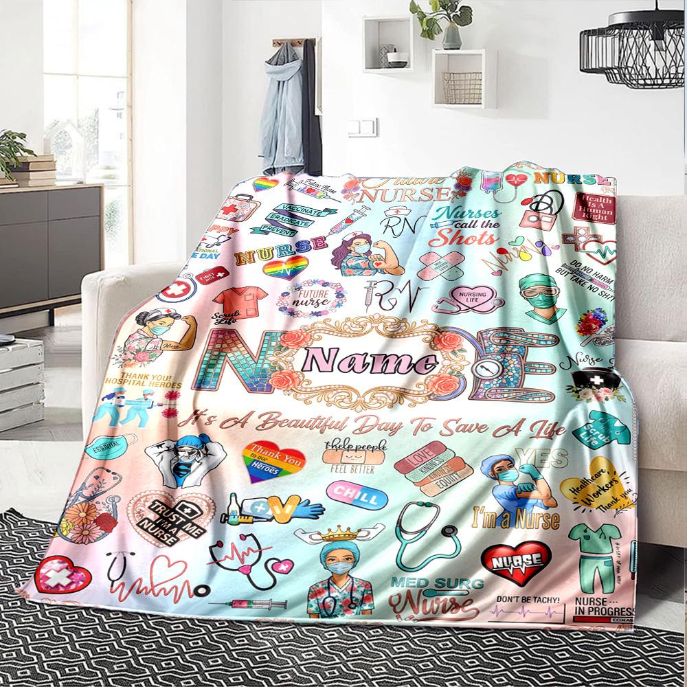 Nurse'S Legacy Blanket Personalized Name Soft Warm And Versatile For Sofa Bed Office And Travel Machine Washable Comfortable In All Seasons Best
