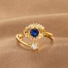 YILUOCD Blauwe Zirkoon Duivelsogen Open Verstelbare Ringen Geluk Turkse Boze Oog Vingerringen Voor Vrouwen Trouwring Sieraden