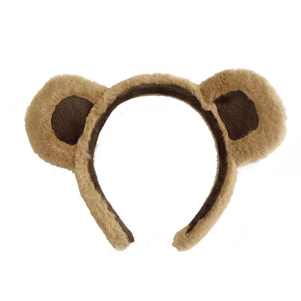 Cartoon Bear Ears Hairband Women's Face Wash Hair Clip Rabbit Velvet Cute Plush Bear Ears Hairband Girl's Hair Accessory