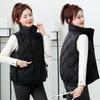 Fresh and Fashionable Down Cotton Vest Women's Autumn and Winter Rhombus Stand-up Collar Sleeveless Vest Cotton Vest Trendy Jacket