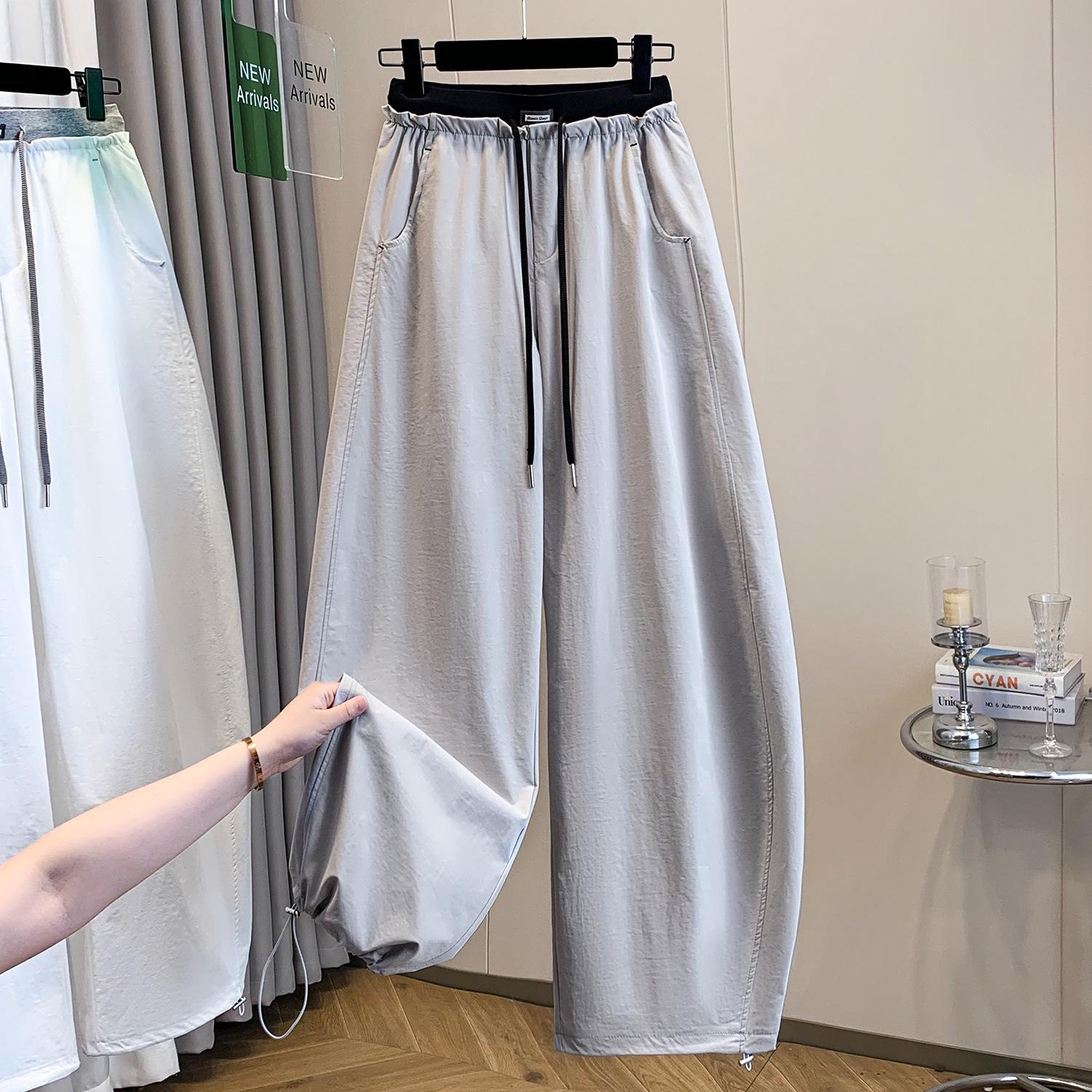 

Women s High-Waist Balloon Pants - Slimming, Drapey, Wide-Leg, Elastic Cuff, Two-Way Summer Casuals XL светло-серый