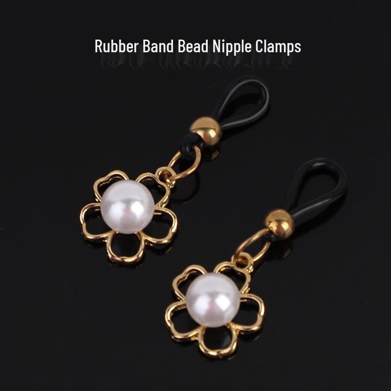 Elastic Rope Pearl Nipple Clamps for Women - Breast Massage & BDSM Training, Ideal for Couples Flirting & Nipple Stimulation.