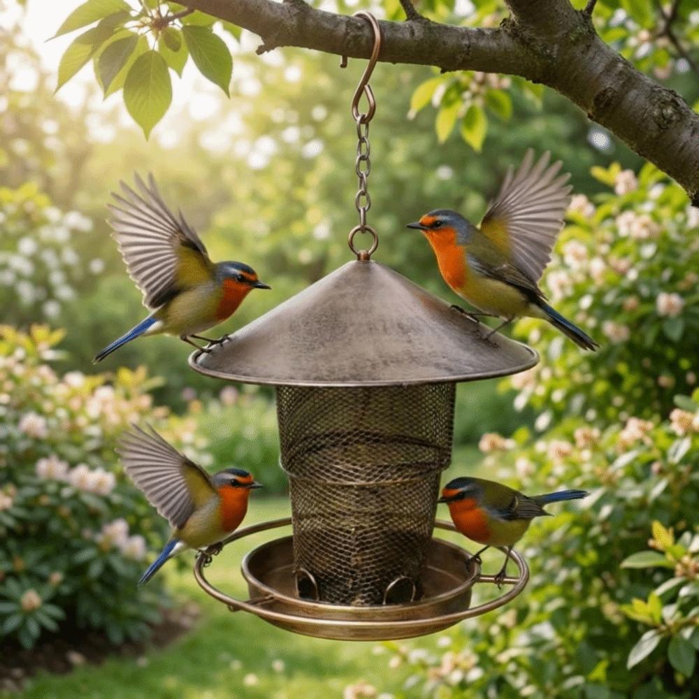 Retractable Automatic Bird Feeder Hanging Bird Food Container Wild Bird Feeding Station Porch