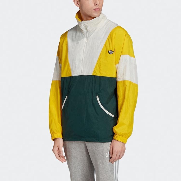 adidas originals Track Top Super Colorblock Logo Half Zipper Jacket Yellow Men's FM2202