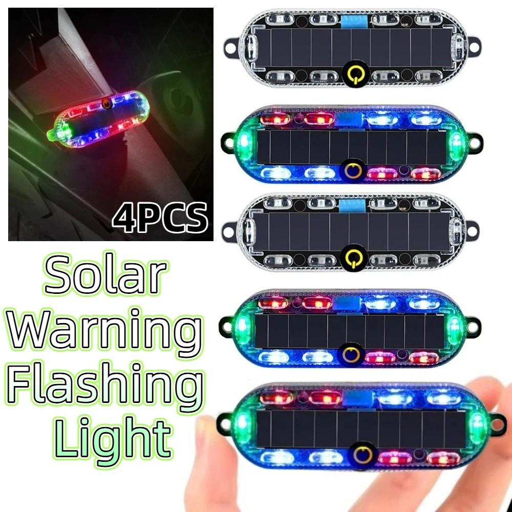 4Pcs Solar Powered LED Warning Light RGB Electric Vehicle Led Rear Light Truck