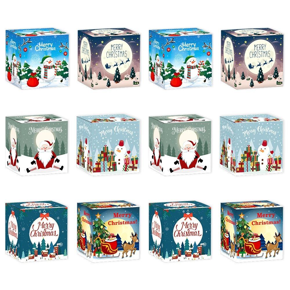 6pcs/set Christmas Candy Box 7x7x7cm Wrapping Boxes New Storage Box  Home Decor
