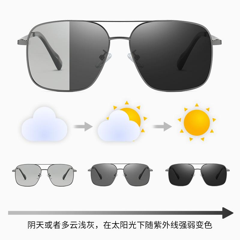 Fashion Polarized Sunglasses Men'S Trend Color-Changing Double Beam Sunglasses Uv-Proof Driver Glasses