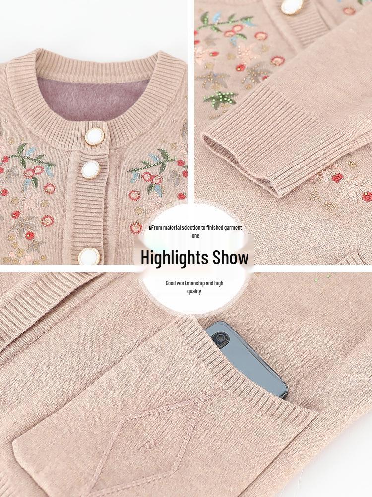 Damen-Winterpullover mit Samtfutter für mittlere und ältere Menschen - Kollektion 2025