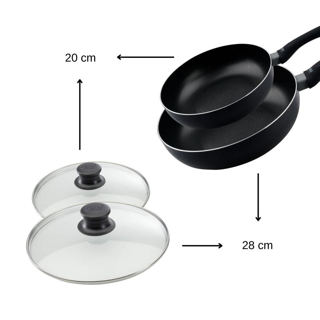 Set of 2 Woks 20 and 28 Cm and 2 Glass Lids Elo Smart Life Ref. 9992850