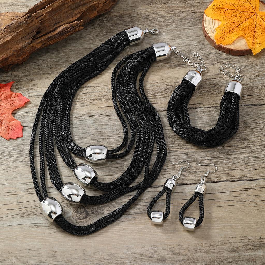 Gothic Layered Ball Pendant Choker Necklace Earrings Bracelet Women Punk Chunky Clavicle Chain Jewelry Steampunk Accessories