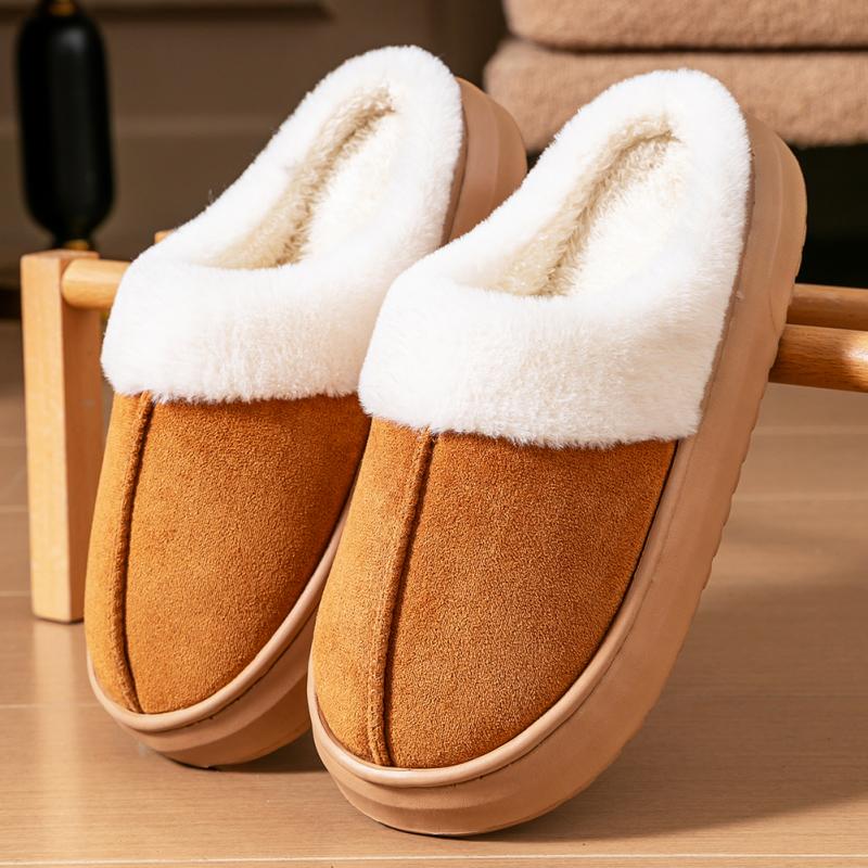 Memory foam slippers women suede platform EVA sole warm home shoes winter non-slip comfortable