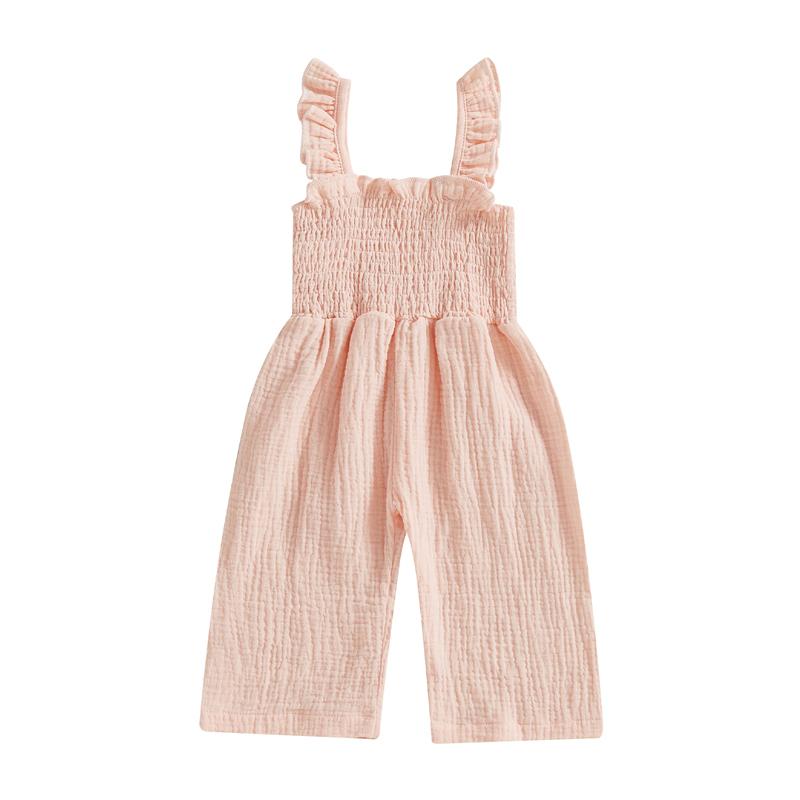 Baby Girl Rompers Ruffle Sleeveless Solid Color Jumpsuit Suspender Pants Summer Kids Girls Overalls Outfits