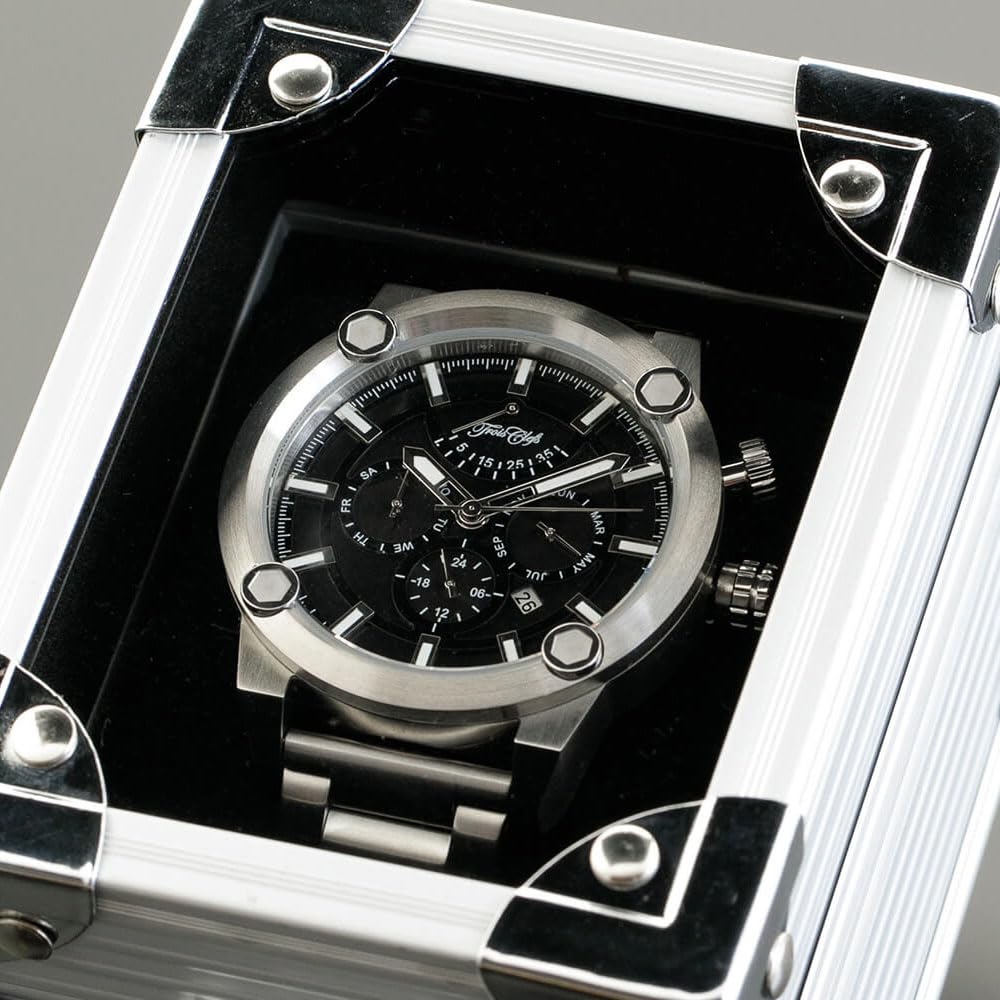 Trois Clefs Mechanisches Automatikwerk mit Handaufzug, analoges japanisches Uhrwerk, Gangreserve, Kalender, Edelstahlarmband, 10 ATM wasserdicht, Leder