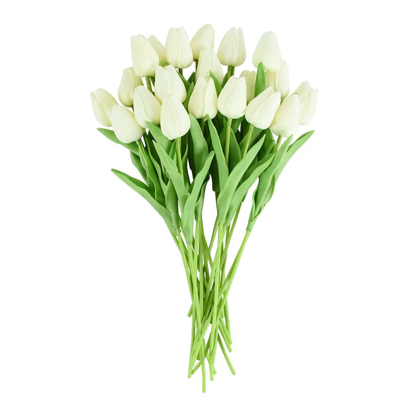 10 Heads Luxury Artificial Tulips Flowers White Real Touch Bouquet Foam Fake Flower Wedding Home Living Room Christmas Decoratio