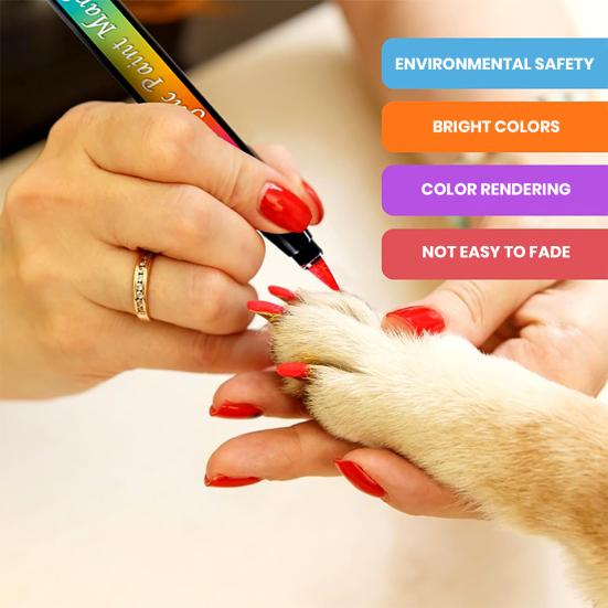 Yousheng 12 Colors Pet Nail Art Pen Set Quick Dry Brush Fun Creative Pet Paw Nail Polish Pens DIY Pet Manicure Supplies for Puppy Cat Small