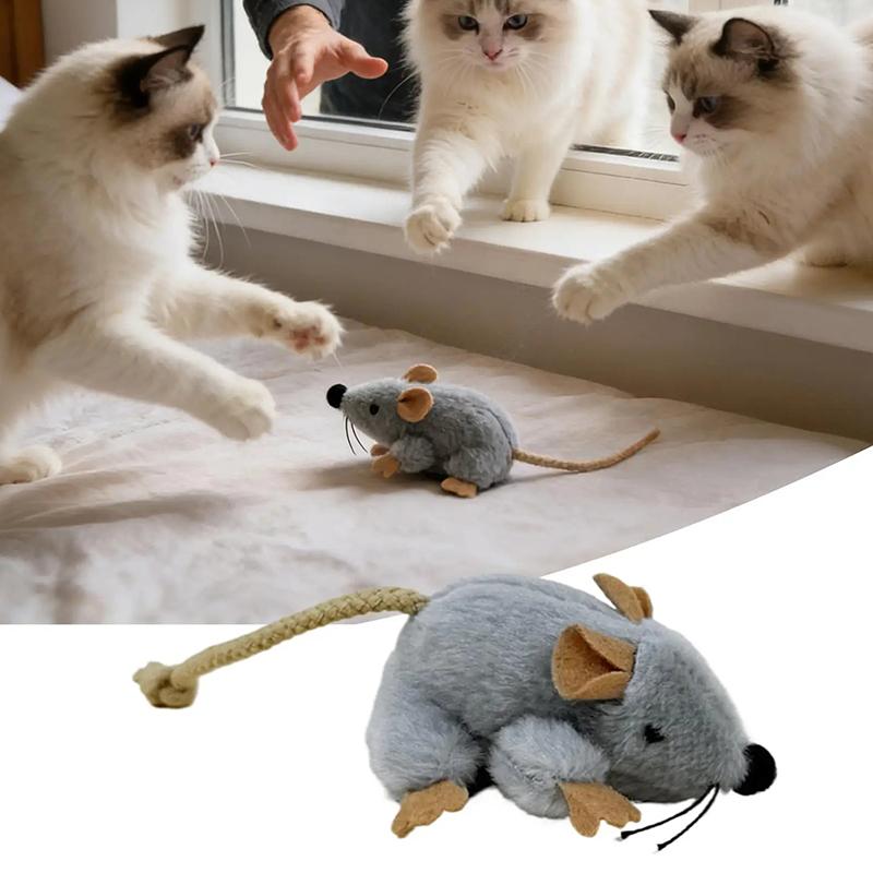 Interaktives Plüschmaus-Katzenspielzeug Realistischer wedelnder Schwanz Mit Geräusch 1/3 Stück Ungiftig für Kätzchen zum Kauen und Spielen