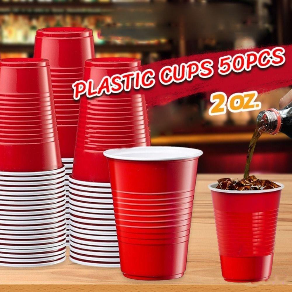 50PCS Red Disposable Cup 59ml/2oz Disposable Tableware High Quality Mini Wine Cup  Party