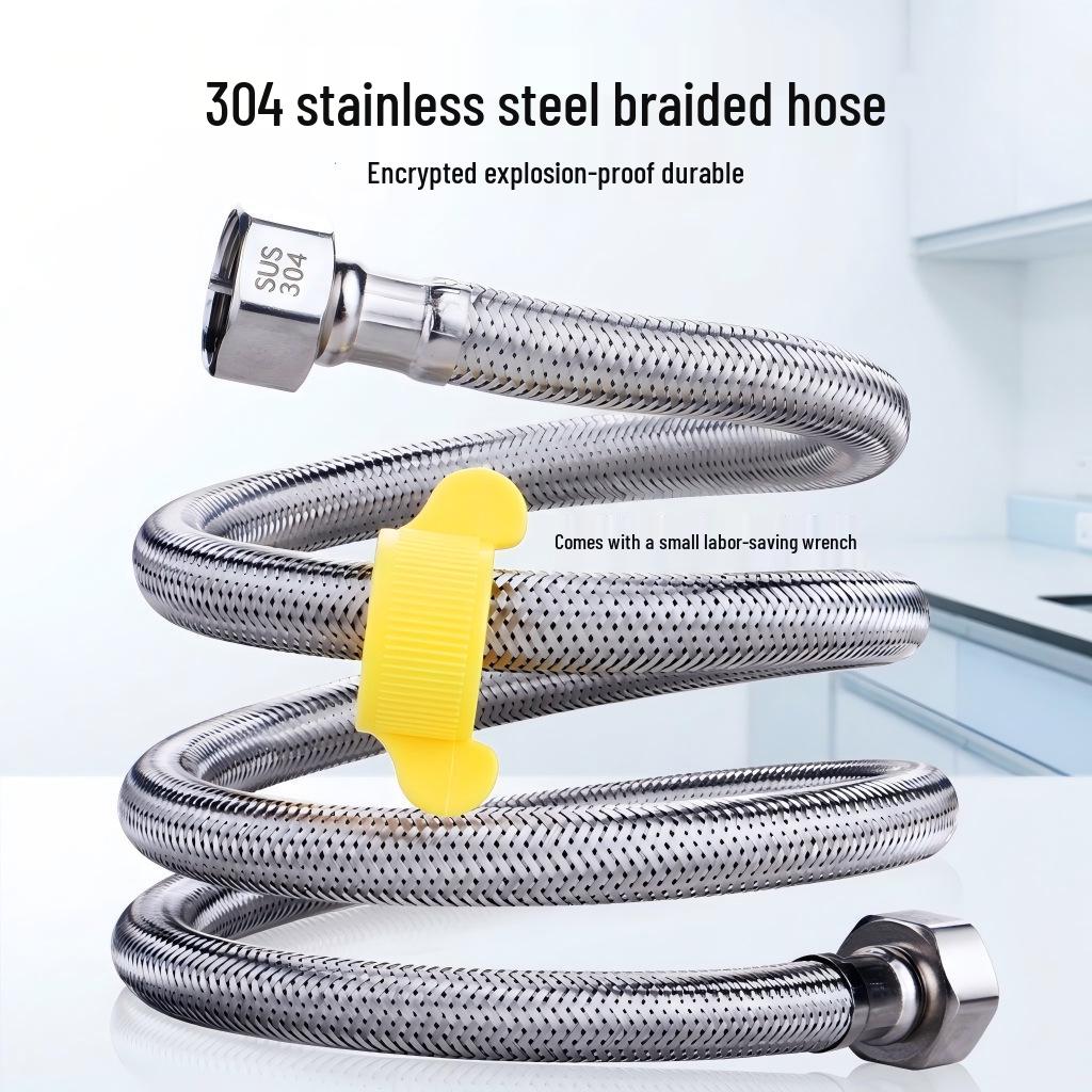 304 Stainless Steel Braided Explosion-Proof Water Hose for Water Heaters and Toilets Custom