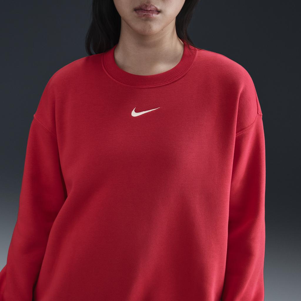 Nike Phnx Flc Os Long Sleeve Crewneck Logo Sweatshirt Women Sweatshirt Red FZ4271657