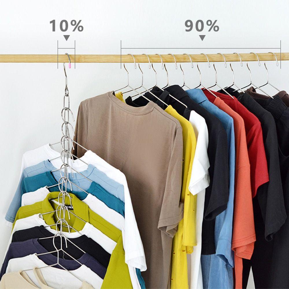 Metal Hooks Clothes Drying Rack Iron Chain Foldable Clothes Hangers Space Saving Multi-port Hangers Hooks Closet Organization