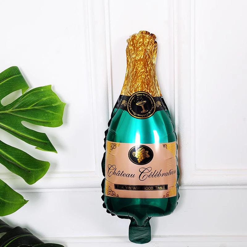 Birthday Decoration Anniversary Background Wall Decoration Holiday Supplies Champagne Wine Bottles Wine Glasses Aluminum Film Balloons