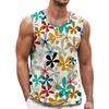 Modisches Floral Graphic Tanktop für Herren Trend Sommer Ärmellos 3D-Blumenaufdruck Weste T-Shirts Locker Streetwear Atmungsaktive Oberteile