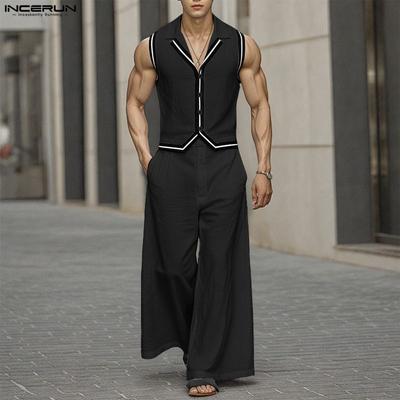 Herren Ärmellose Steppweste und Lange Anzughose Outfits Sets