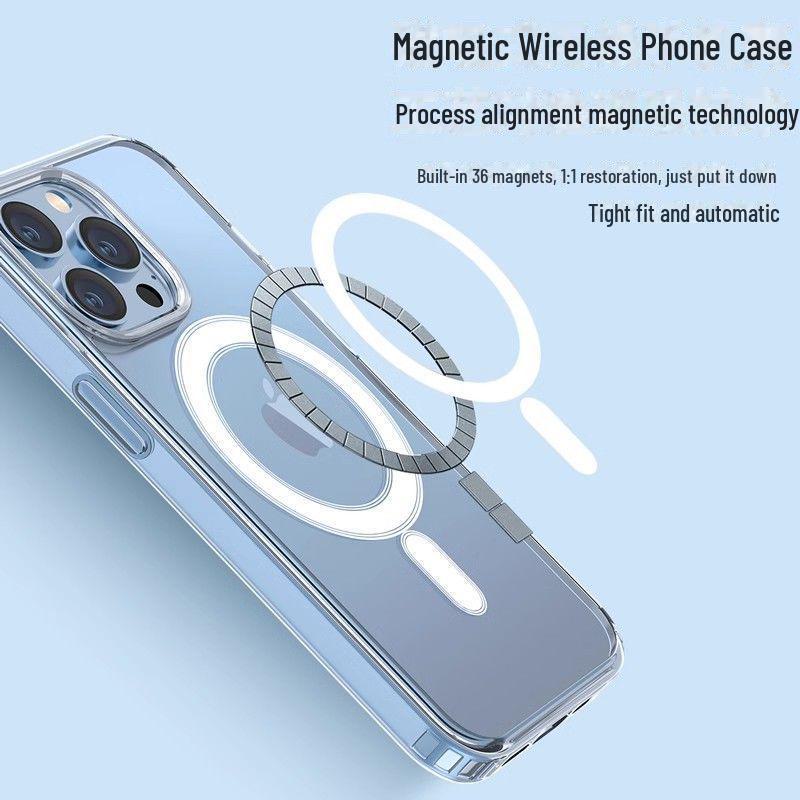 Apple iPhone 14 Pro Max Transparent Magnetiskt Trådlöst Skyddsfodral med Stor Öppning