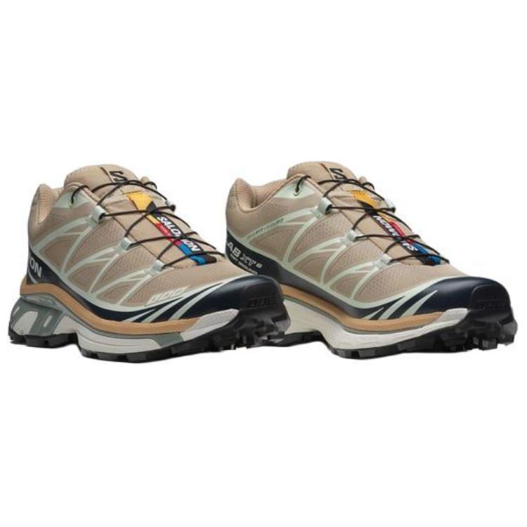 SALOMON XT-6 Komfortabelt Allsidig Overlag Lær Pustende Lavsko Løpesko Unisex Løpesko Khaki Svart 477374