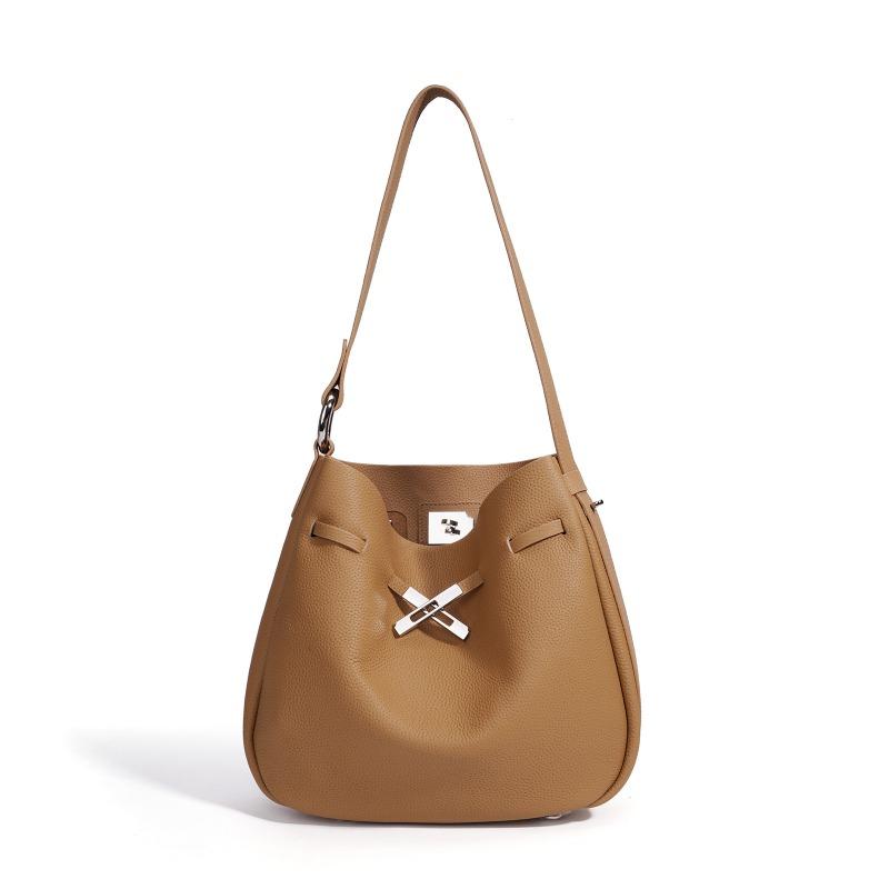 Crossbody bag women's casual leather bucket bag women's new relaxation large capacity lazy wind commuter shoulder bag women
