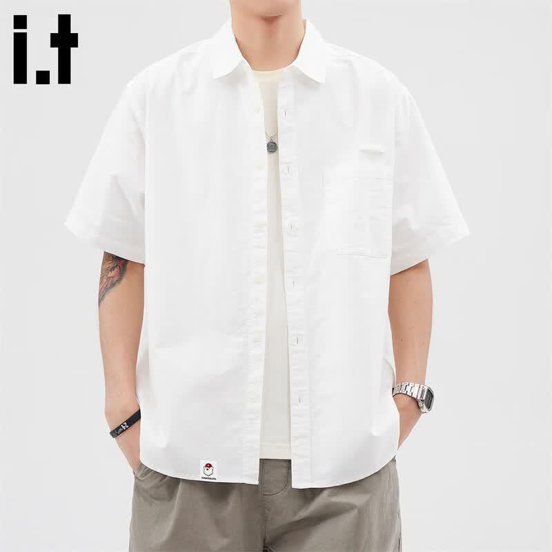CHOCOOLATEit Men's Japanese Style Short Sleeve Cotton Shirt