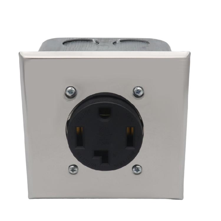 Multipurpose NEMA 14 30R 30A Electrical Receptacle Assembly With Square Metal Box Sliding Covers and Brackets Use