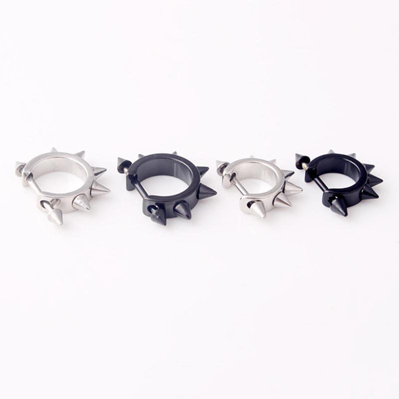 1pc Stainless Steel Taper Spike Rivet Ear Hoop Pierced Earring Men Women Punk Rock Cartilage Tragus Helix Piercing Earrings 16G