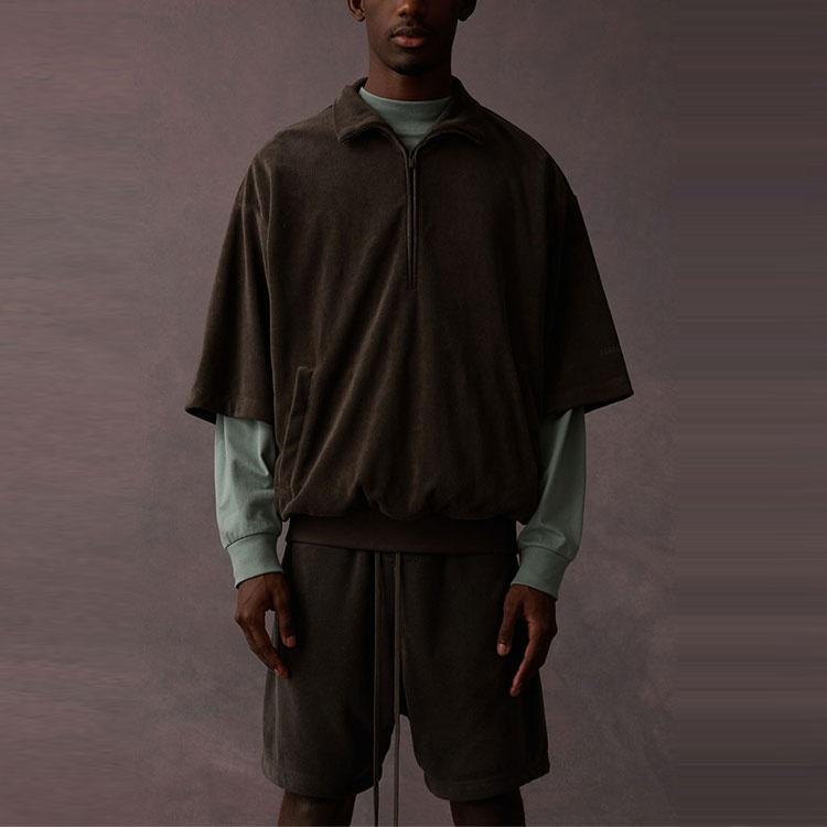 Fear of God Essentials Seal 3/4 Half Zip Sweatshirt 'Dark Brown' Unisex 125BT224095F