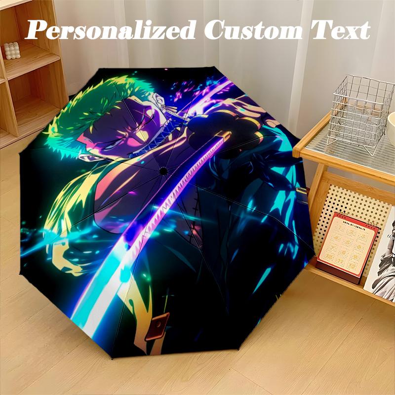 8‑Rib Automatic Umbrella, One Piece Design Foldable Umbrella for Sun Rain Protection Travel